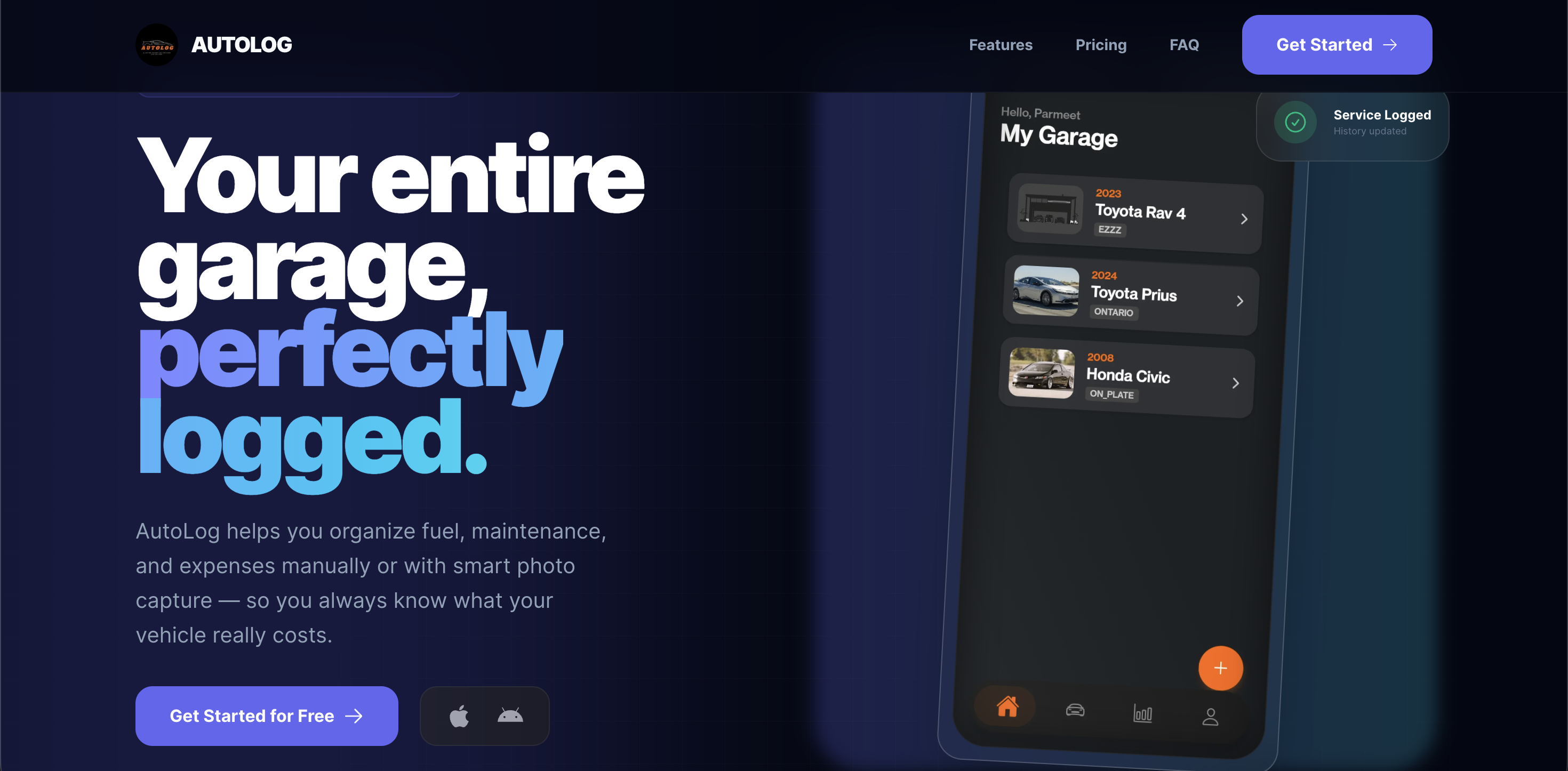 AutoLog Smart Vehicle Logbook Interface