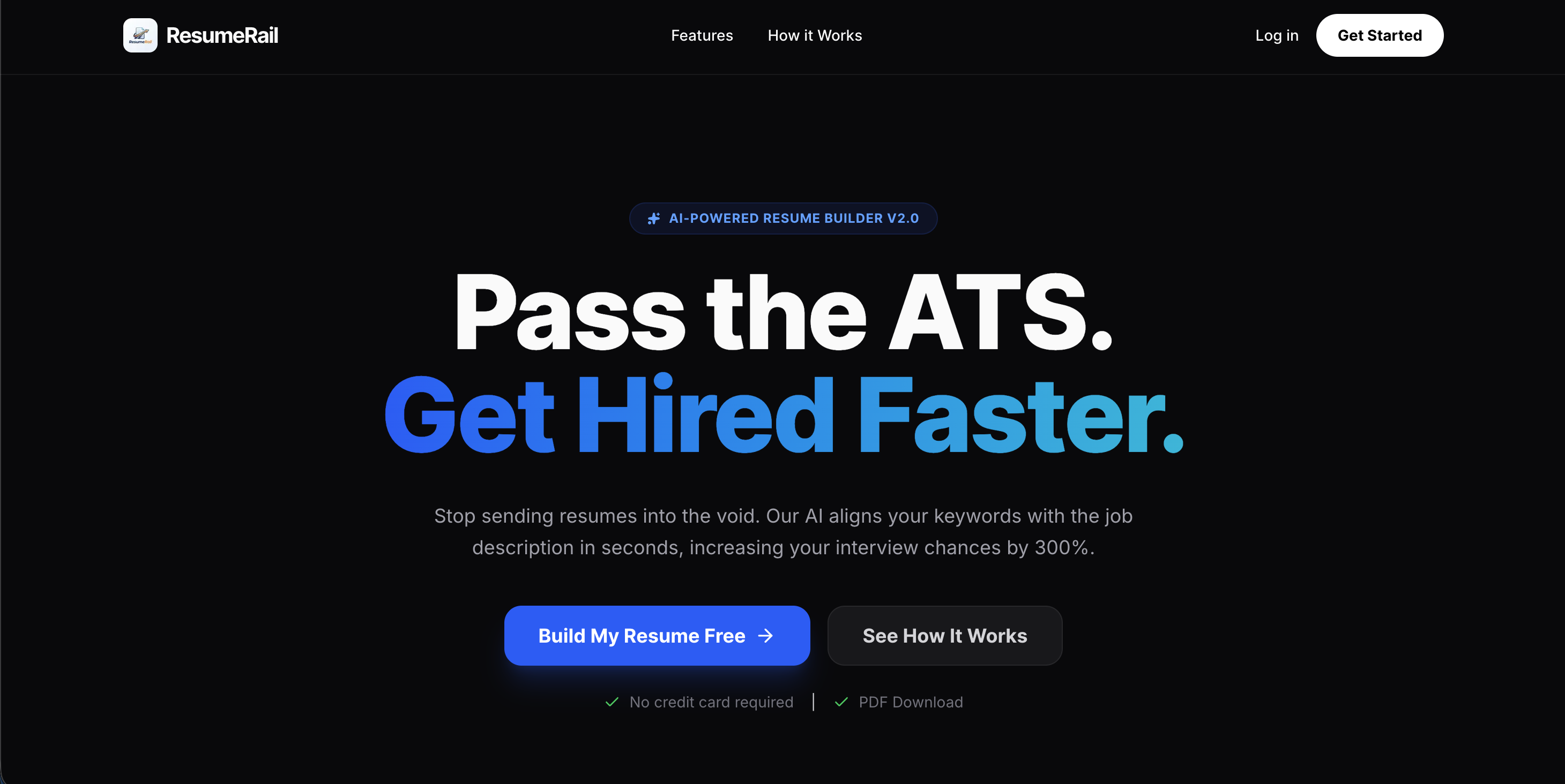 ResumeRail AI ATS Builder Interface